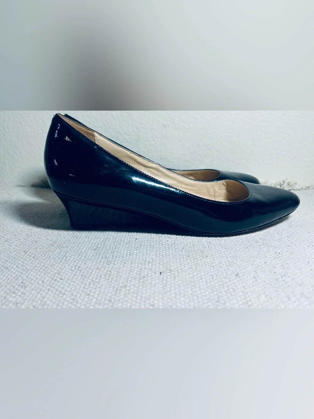 Cole Haan Black Patent Leather Wedge Pumps
